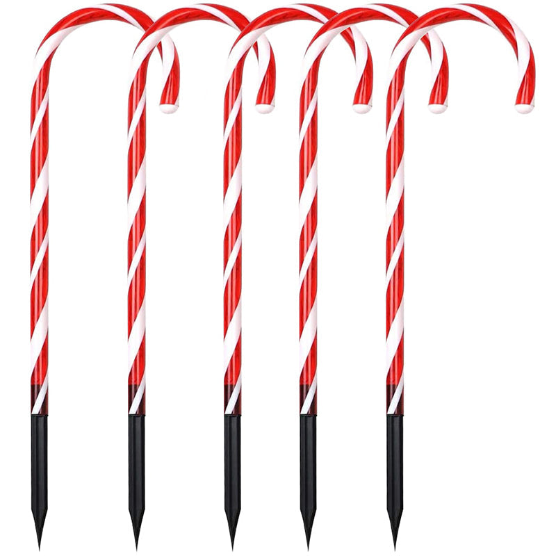 Solar Candy Cane Christmas Decorations