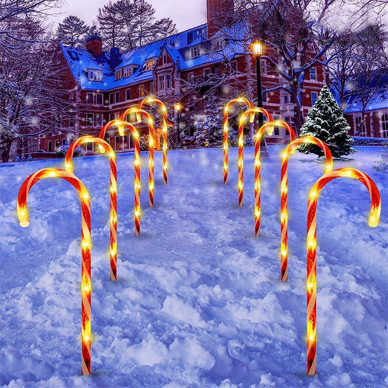 Solar Candy Cane Christmas Decorations