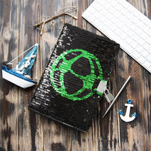 Load image into Gallery viewer, Football Sequin Diary Notebook Journal