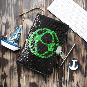 Football Sequin Diary Notebook Journal