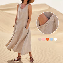 Load image into Gallery viewer, Women&#39;s Sleeveless Cotton And Linen Dress