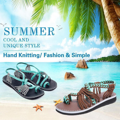 Palm Leaf Flat Sandals for Women, 1 Pair