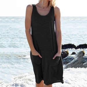 Women's Tank Top Vest Soild Pocket Daily Dress