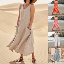 Load image into Gallery viewer, Women&#39;s Sleeveless Cotton And Linen Dress