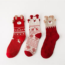 Load image into Gallery viewer, Christmas Cartoon Jacquard Cotton Women&#39;s Socks, 3 Sets