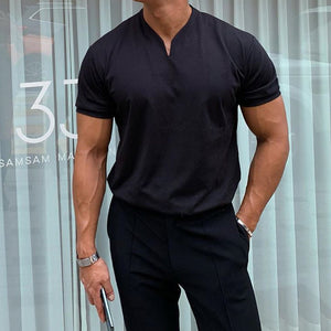 Short-sleeved V-neck athletic t-shirt