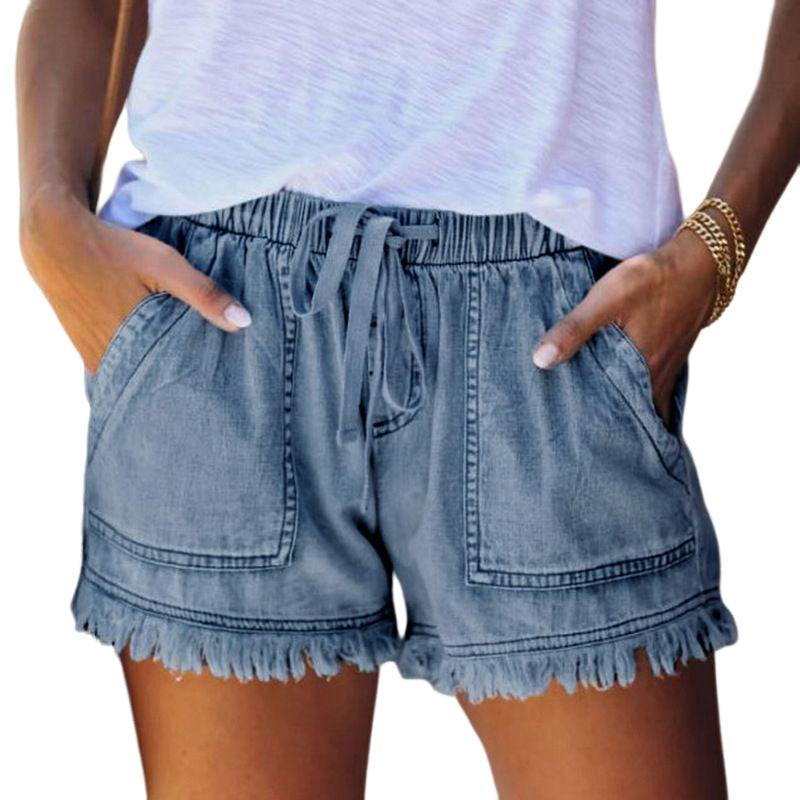 Women's Casual Denim Shorts With Pockets Cotton Jeans Shorts