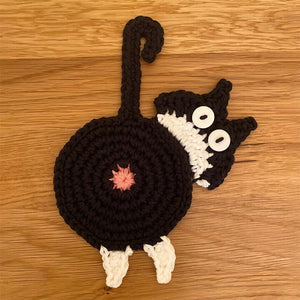 Cute Knitted Kitten Butt Coasters