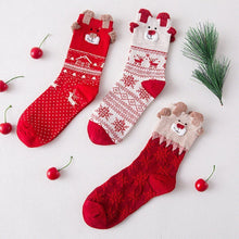 Load image into Gallery viewer, Christmas Cartoon Jacquard Cotton Women&#39;s Socks, 3 Sets