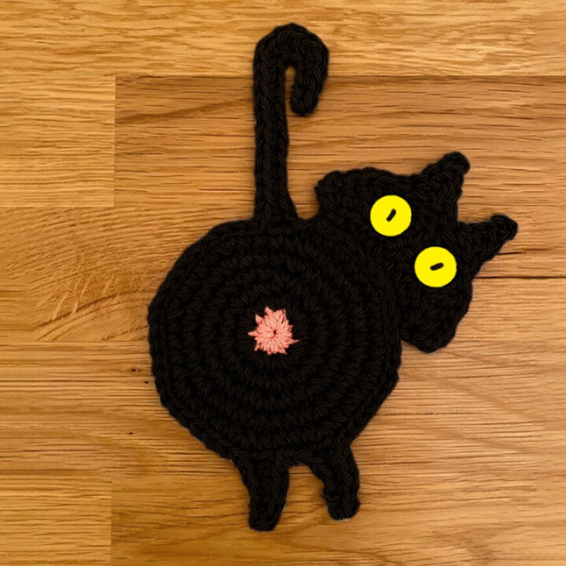 Cute Knitted Kitten Butt Coasters