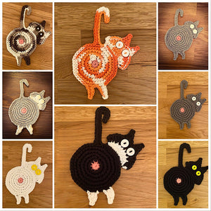 Cute Knitted Kitten Butt Coasters