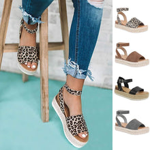 Load image into Gallery viewer, Platform Peep Toe Wedged Sandals