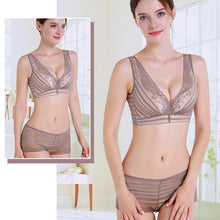 Load image into Gallery viewer, Stripes Lace Push-Up Seamless Breathable Zipper Bra