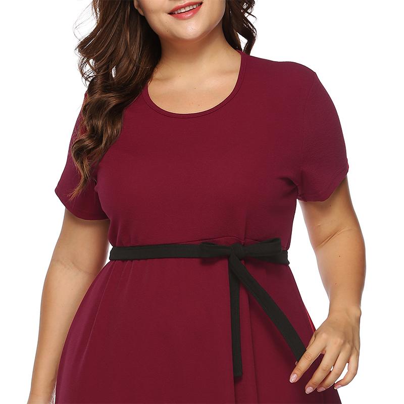 Plus Size Bow Belt Dress