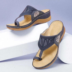 Embroidered Wedge Sandals