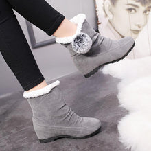 Load image into Gallery viewer, Women Suede Hairball Round Toe Wedges Shoes