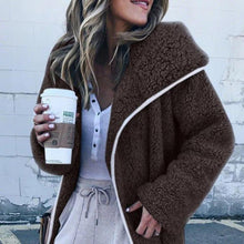 Load image into Gallery viewer, Women Hooded Sherpa Coat Shawl Collar Solid Teddy Bear Coats