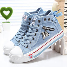 Load image into Gallery viewer, Denim High-Top Back Lace-up Canvas Shoes