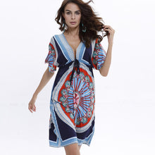 Load image into Gallery viewer, Summer V-Neck Printed Dress