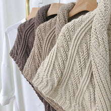 Load image into Gallery viewer, Knitted Triangle Shawl with Leather Buckle