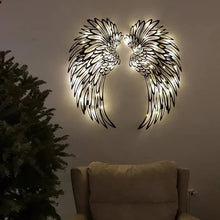 Load image into Gallery viewer, Black Angel Wings Metal Wings Wall Art with LED Lights