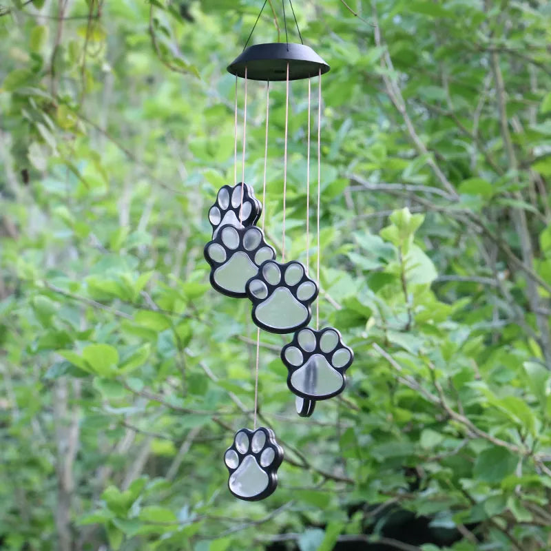 Bear Paw Print Solar Wind Chime