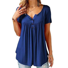 Load image into Gallery viewer, Women Plain Ruched Button T-Shirt