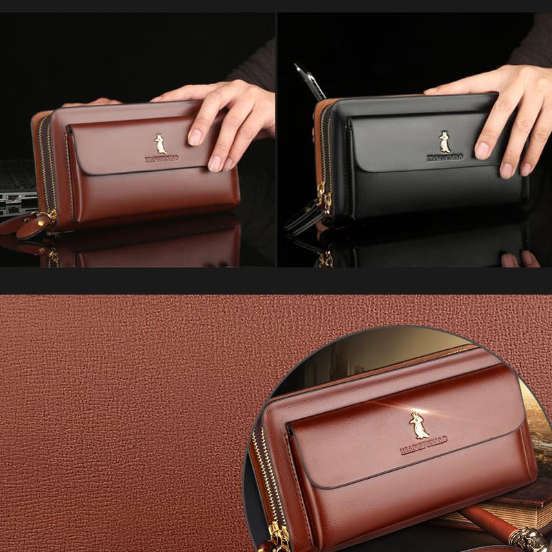 Double Zipper Clutch Wallet for Men