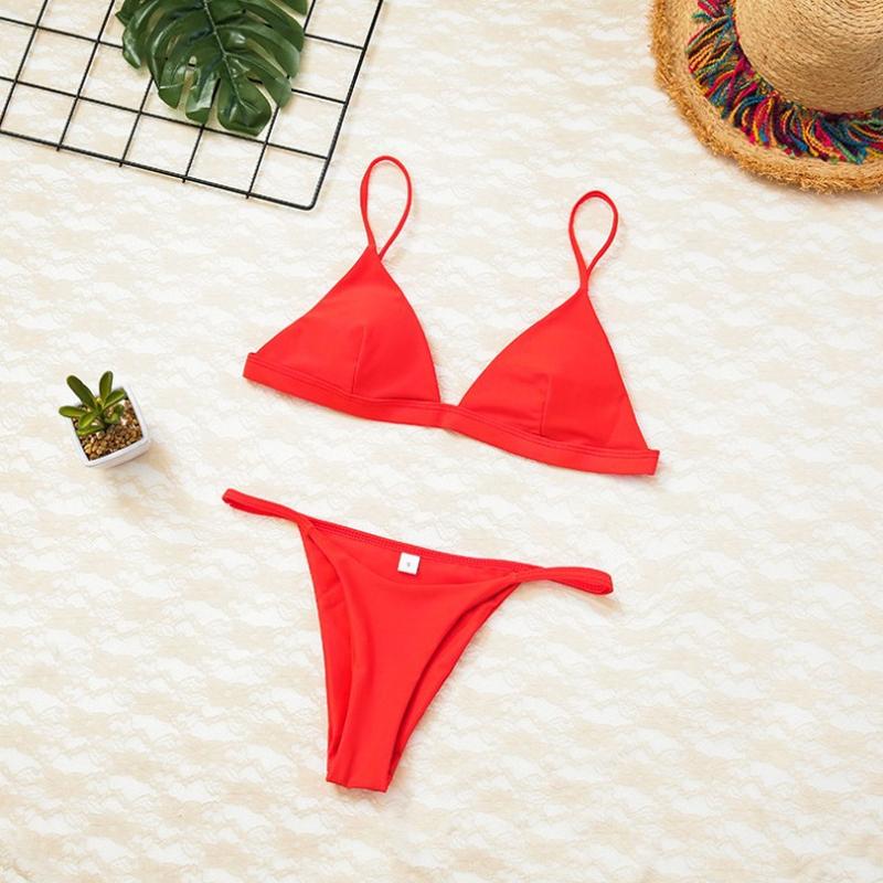 Solid Color Bikini Set