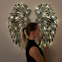 Load image into Gallery viewer, Black Angel Wings Metal Wings Wall Art with LED Lights