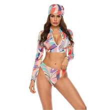 Load image into Gallery viewer, New Conservative Printed Swimsuit Split Long Sleeve (3 PCs)