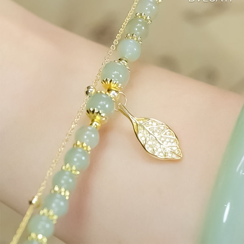 🔥Last Day Promotion 50% OFF💞hetian jade gold leaf bracelet