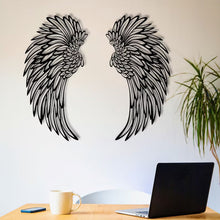 Load image into Gallery viewer, Black Angel Wings Metal Wings Wall Art with LED Lights