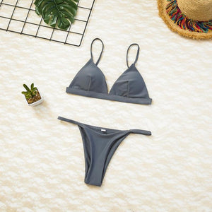 Solid Color Bikini Set