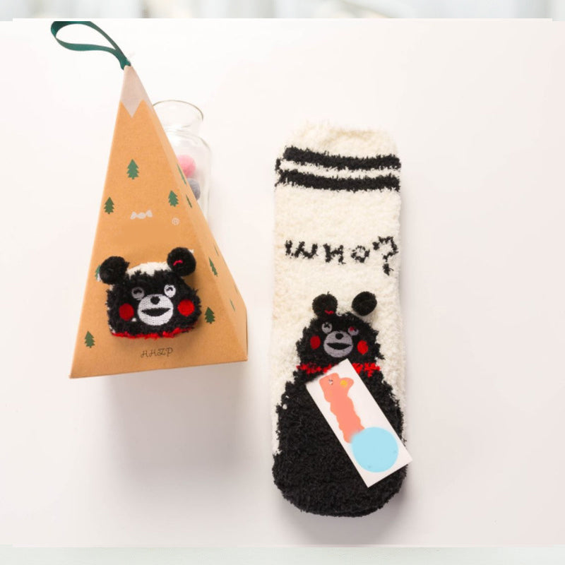 Christmas Gift Box - Cute Plush Socks（4 pairs）