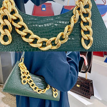 Load image into Gallery viewer, Crocodile Baguette chain Bag