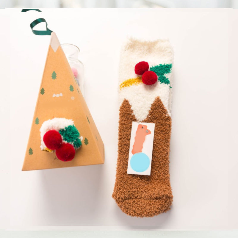 Christmas Gift Box - Cute Plush Socks（4 pairs）