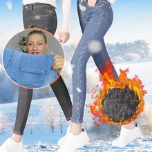 Load image into Gallery viewer, Thermal Fleece Denim Jeggings