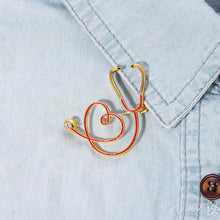 Load image into Gallery viewer, Love Heart Stethoscope Mini Brooch