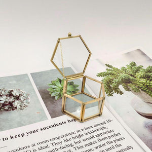 Hexagon Transparent Glass Jewelry Box