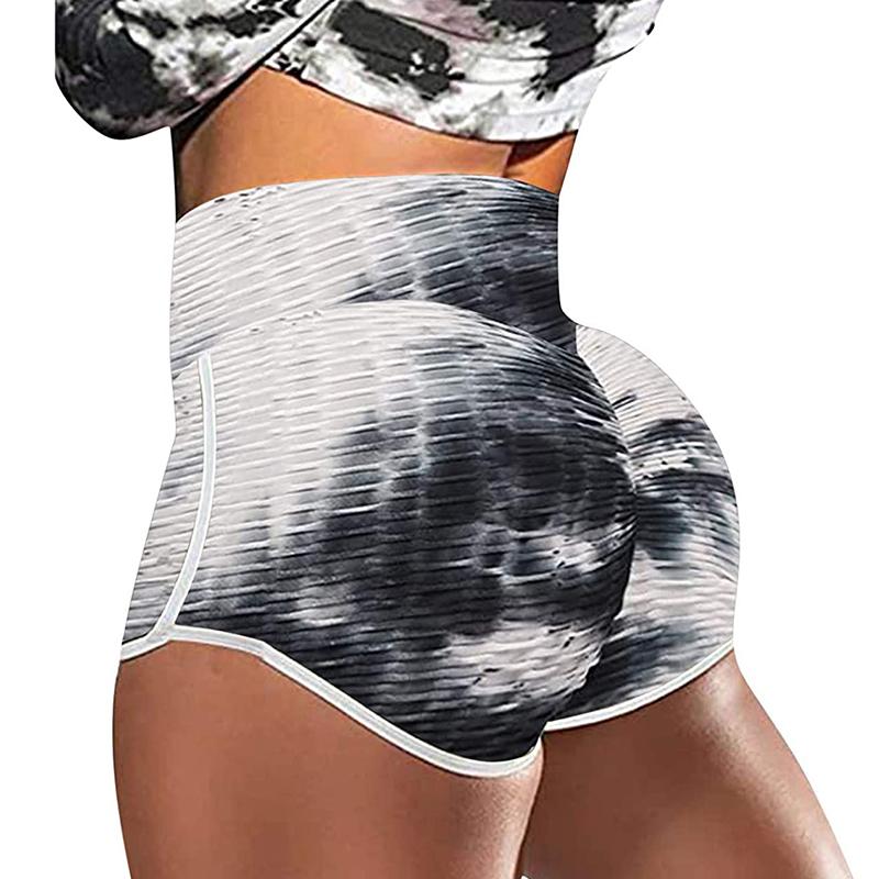 Tie Dye Print High Waist Yoga Shorts