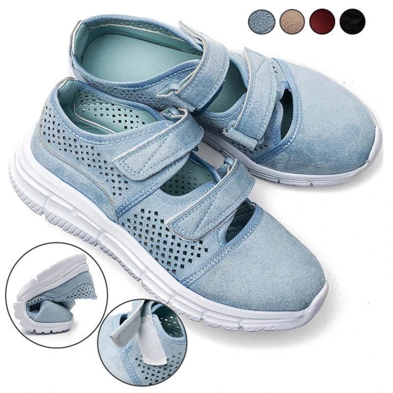 Breathable Mesh Hook Loop Flat Sneakers