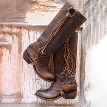 Load image into Gallery viewer, Women Vintage Tassel Knot Knee High Boots