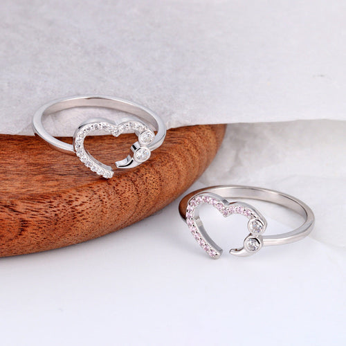 Open Heart Diamond Ring