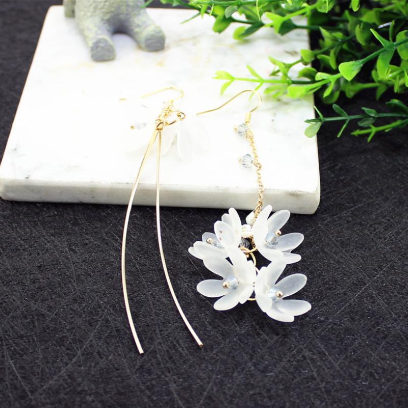 Asymmetric Flower Drop Earrings