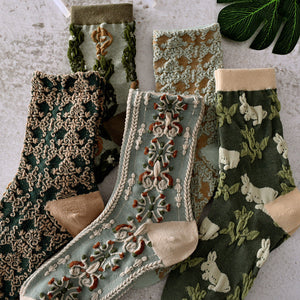 Womens Floral Cotton Socks