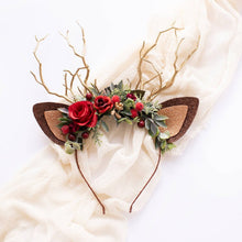 Load image into Gallery viewer, Christmas Flower Deer Headband