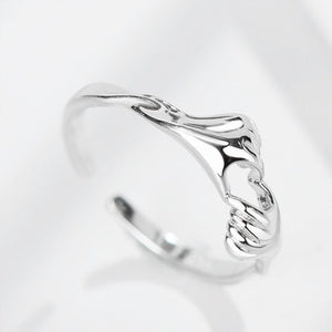 Silver Heart Ring-Hands Ring