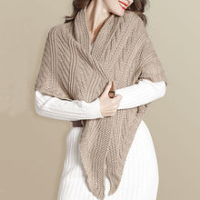 Load image into Gallery viewer, Knitted Triangle Shawl with Leather Buckle