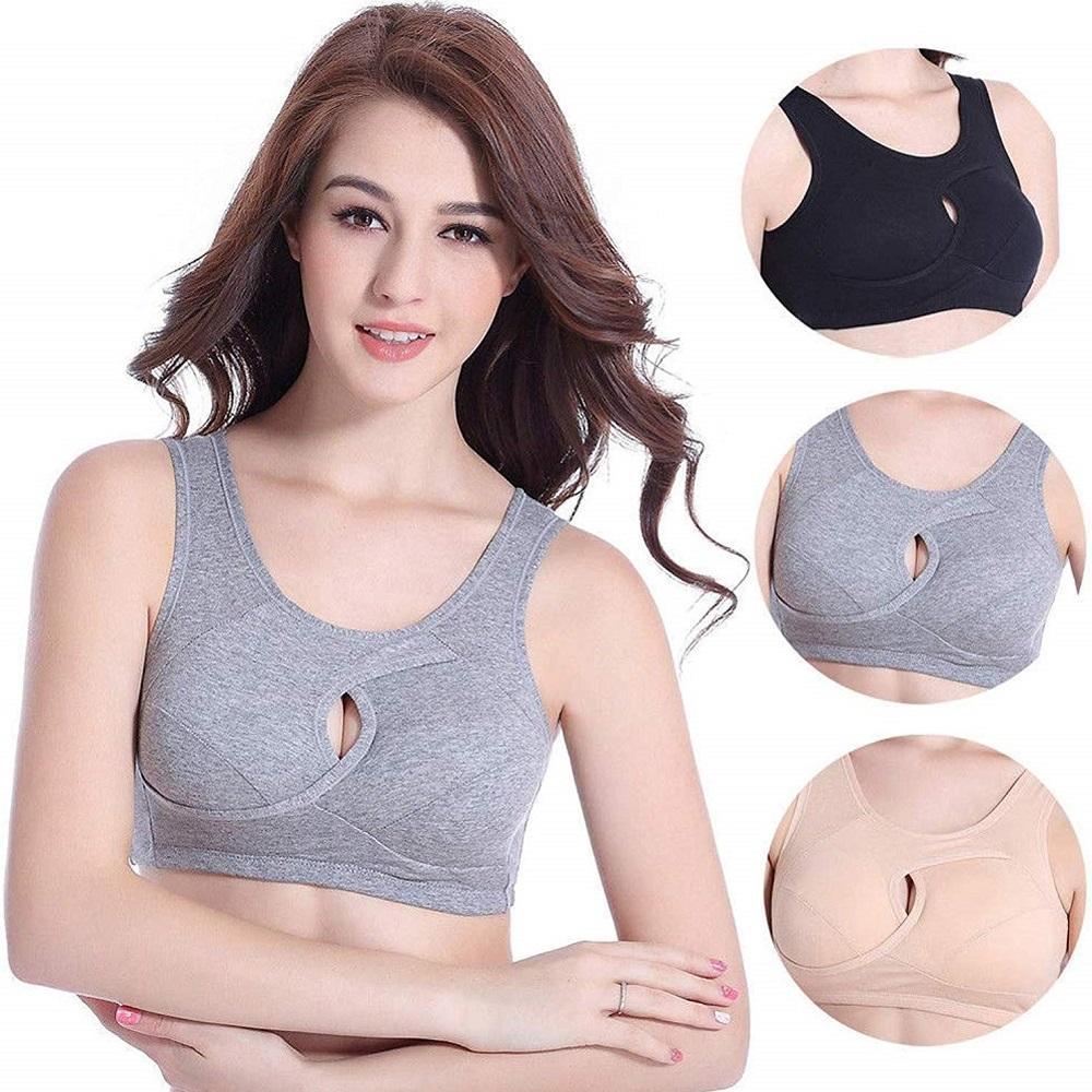 Women Anti-Sagging Cotton Sports Bra, 3 packs